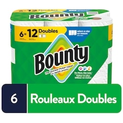 Bounty Essuie-tout Sur mesure, blanc, 6 rouleaux doubles, 82 feuilles par rouleau 6 ea, 3,00 $/1ch