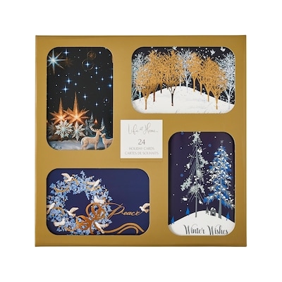 Life at Home Assortiment de 24 cartes de souhaits assorties – Icy Blue Wishes 1 ea, 12,00 $/1ch