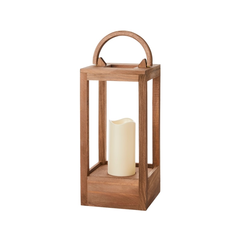 Medium Battery-Operated Wood Lantern