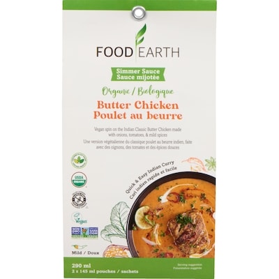FOOD EARTH Simmer Sauce Organic Butter Chicken Mild 290 ml, $3.10/100ml
