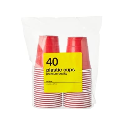 No Name Plastic Cups 40 Pack 1 ea, $6.00/1ea