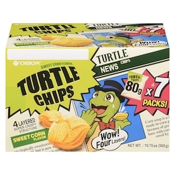 Orion Turtle Chips saveur maïs sucré 560 g, 2,30 $/100g