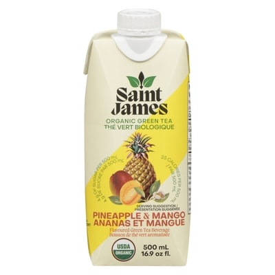 Saint James Organic Green Tea, Pineapple & Mango 500 ml, $0.50/100ml
