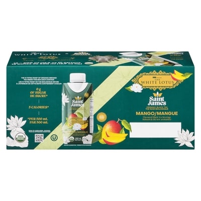  Thé noir biologique White Lotus, mangue 500 ml, 0,60 $/100ml