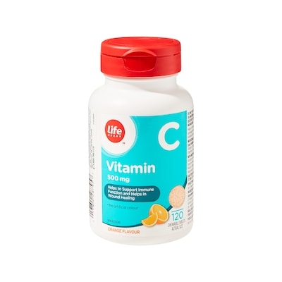 Life Brand Orange Flavour Vitamin C 500 mg 120 Chewable Tablets 120 ea, $0.06/1ea