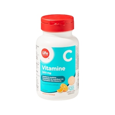 Vitamine C à 500 mg à l’arôme d’orange, 120 comprimés à croquer