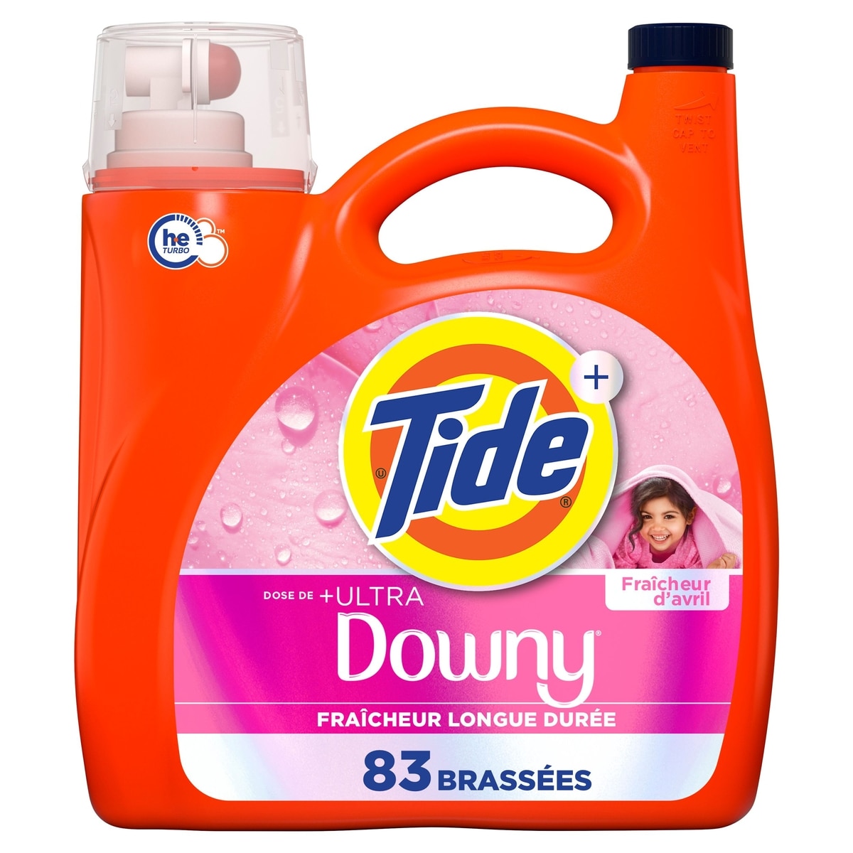 Tide Détergent à lessive liquide Plus dose de Ultra au parfum Fraîcheur d’avril, détergent à lessive liquide avec fraîcheur de longue durée, 83 brassées, 3,4 L 3460 ml, 0,84 $/100ml