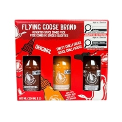 Flying Goose Assortiment de sauces (Chili, Mayonnaise au chili, Chili doux) 600 g, 1,67 $/100g