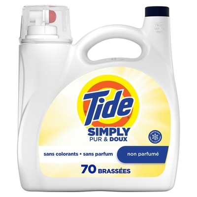 Tide Détergent à lessive liquide Simply, parfum Pur et sensible, 70 brassées, 2,72 L 2.72 l, 0,55 $/100ml