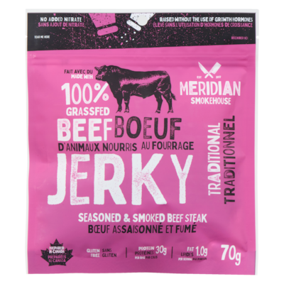 MERIDIAN SMOKEHOUSE Seasoned & Smoked Beef Steak Traditional 70 g, $18.56/100g