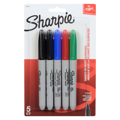 Sharpie Permanent Marker Fine 5 ea, $1.40/1ea