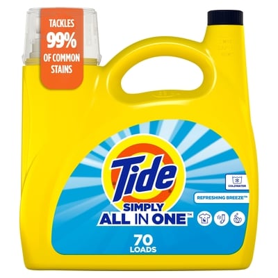 Tide Simply All-In-One Liquid Laundry Detergent, Refreshing Breeze Scent, 70 Loads 2.72 l, $0.48/100ml