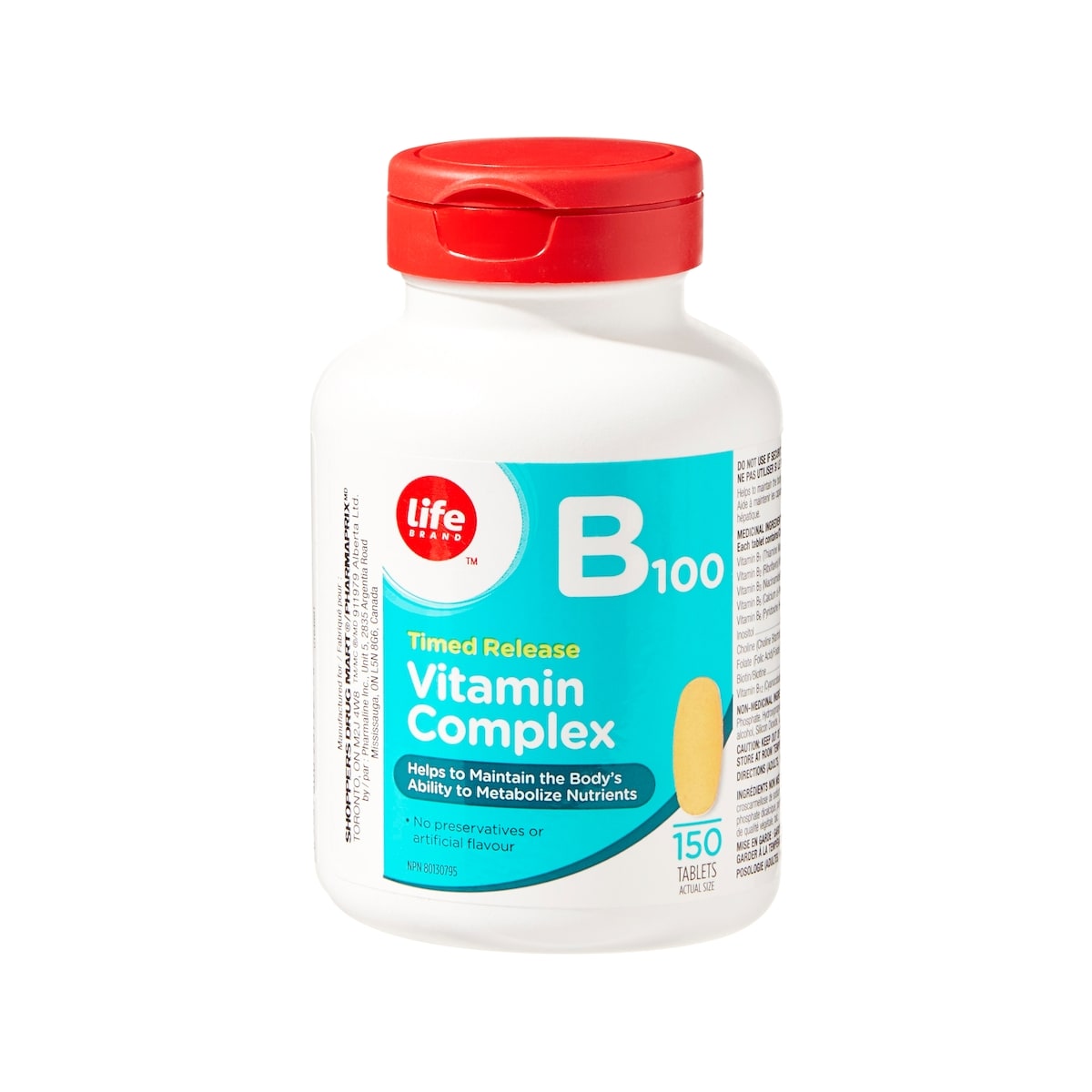 Life Complexe de vitamines B100 à libération différée, 150 comprimés 150 ea, 0,11 $/1ch
