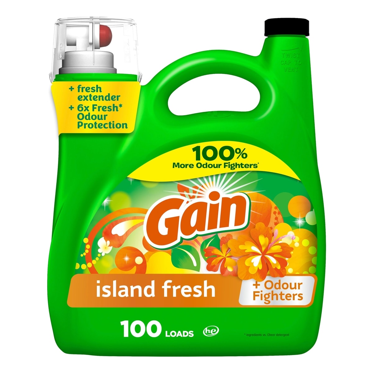 Gain Liquid Laundry Detergent, Island Fresh Scent, 100 loads, Freshness + Odour Fighting, Laundry Detergent Liquid Soap, HE compatible 4.25 l, $0.38/100ml