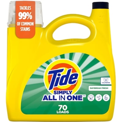 Tide Simply Liquid Laundry Detergent, Daybreak Fresh Scent, 70 Loads, All-In-One Detergent 2.72 l, $0.48/100ml
