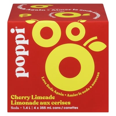 Poppi Cherry Limeade Soda 4x355.0 ml, $0.91/100ml
