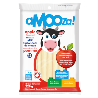 aMOOZa! ! bâtonnets de fromage pizza mozzarella aromatisés à la pomme 228 g, 3,07 $/100g