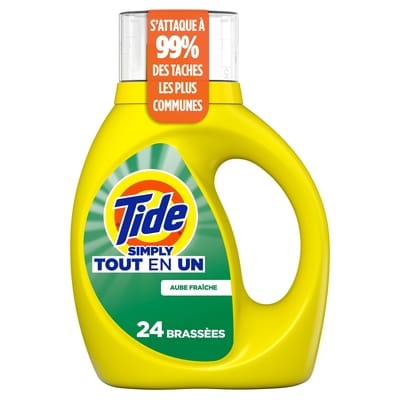 Tide Détergent à lessive liquide Simply Tout-en-un, parfum Aube fraîche, 24 brassées, 946 mL 946 ml, 0,74 $/100ml