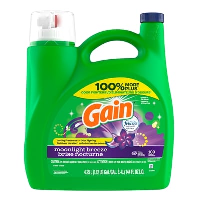 Gain Laundry Detergent Liquid, Moonlight Breeze Scent, 100 Loads 4.25 l, $0.42/100ml