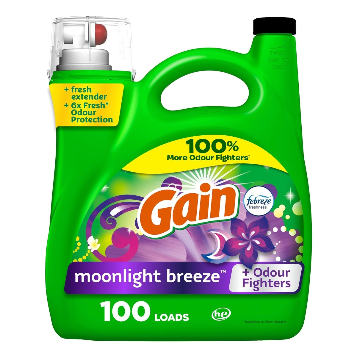 Gain Liquid Laundry Detergent, Moonlight Breeze Scent, 100 loads, Freshness + Odor Fighting, Laundry Detergent Liquid Soap, HE compatible 4.25 l, $0.38/100ml