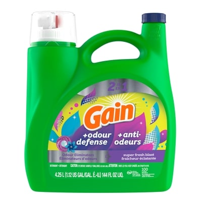 Gain Odour Defense Liquid Laundry Detergent, Super Fresh Blast Scent, 100 loads 4.25 l, $0.33/100ml