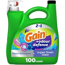 Détergent à lessive liquide Odeur Defense, parfum Fraîcheur éclatante, 4,2 L, 100 brassées, 2 en 1, détergent à lessive liquide, compatible avec les laveuses HE