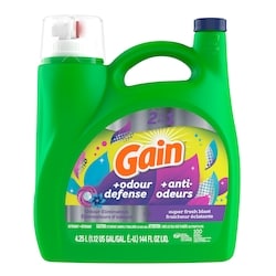 Gain Détergent à lessive liquide Odeur Défense, parfum Fraîcheur éclatante, 100 brassées 4.25 l, 0,30 $/100ml