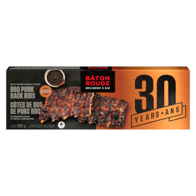 Bâton Rouge Côtes de porc BBQ 585 g, 2,73 $/100g