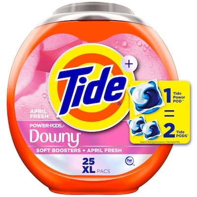Tide Power PODs + Laundry Detergent Pods, 25 Count, Soft Boosters + April Fresh 1.1 kg, $0.60/1ea