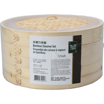 T&T Ensemble de cuiseur vapeur en bambou 12 pouces 1 ea, 22,00 $/1ch