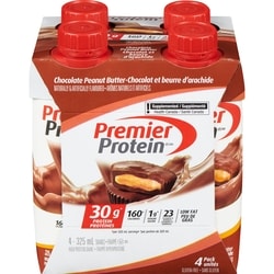 Premier Protein Frappé chocolat et beurre d'arachide 4x325.0 ml, 1,23 $/100ml