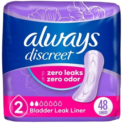 Always Incontinence Panty Liners For Bladder Leaks, Size 2, Very Light Absorbency, 48 Ct 48 ea, $0.17/1ea