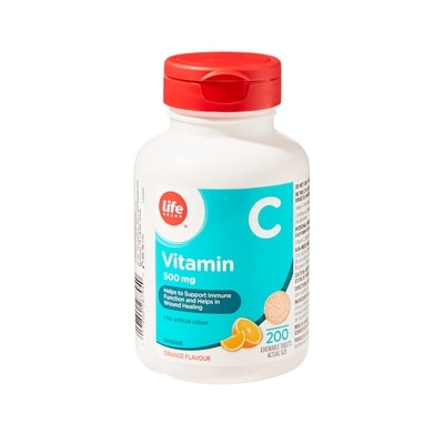 Life Brand Orange Flavour Vitamin C 500 mg 200 Chewable Tablets 200 ea, $0.05/1ea