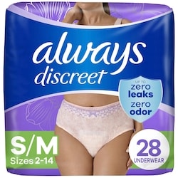 Adult Incontinence Underwear for Women and Postpartum Underwear, S/M, Up to 100% Bladder Leak Protection, 28 CT
