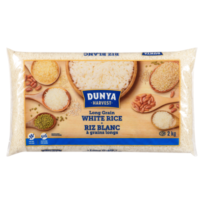 Dunya Harvest Riz blanc à grains longs 2 kg, 0,35 $/100g