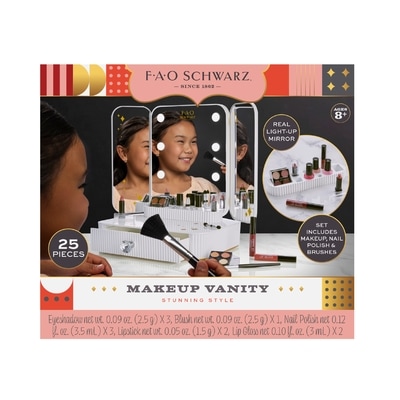 F.A.O Schwarz Coiffeuse studio de maquillage pour filles à profil bas 24 pièces avec poignée en forme de diamant 1 ea, 67,00 $/1ch