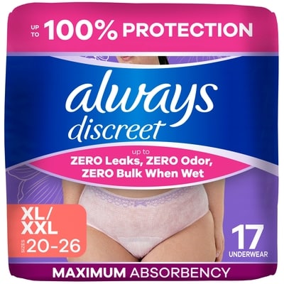 Always Adult Diapers for Women Size XL/XXL, 17 CT​ 17 ea, $1.47/1ea