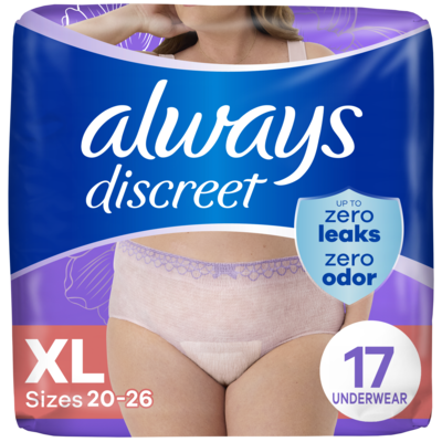 Always Adult Incontinence Underwear for Women, XL, 17 CT 17 ea, $1.47/1ea