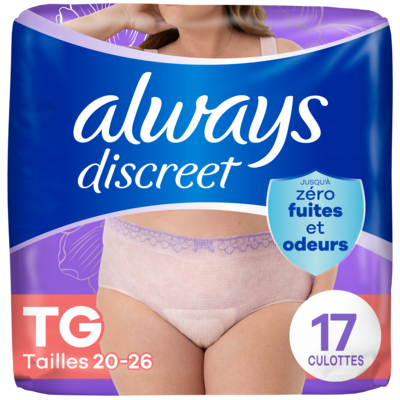 Always Culottes d’incontinence pour femmes adultes, TG, 17 culottes 17 ea, 1,47 $/1ch