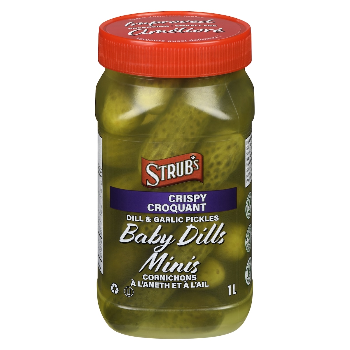 Strub’s Cornichons à l'aneth et à l'ail minis 1 l, 0,85 $/100ml