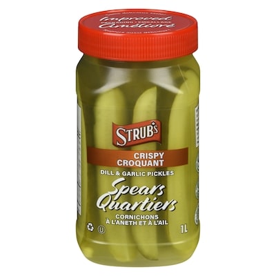 Strub’s Cornichons à l'aneth et à l'ail quartiers 1 l, 0,84 $/100ml