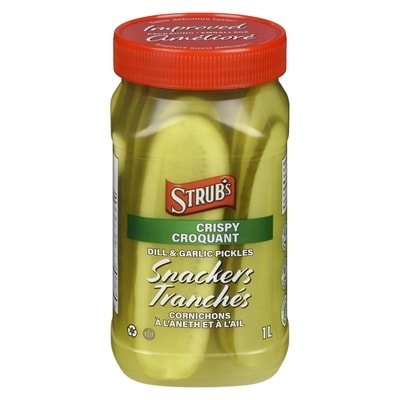 Strub’s Cornichons à l'aneth et à l'ail tranchés 1 l, 0,85 $/100ml