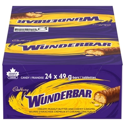 Cadbury WUNDERBAR Chocolatey Candy Bar, Sweet Treat, 24 count 24x49.0 g, $2.89/100g