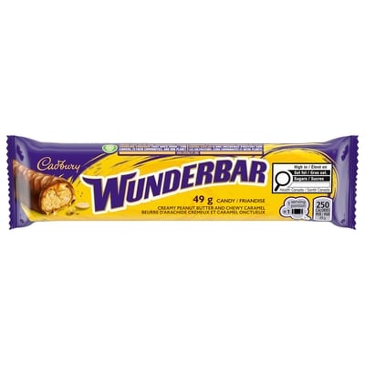 Cadbury WUNDERBAR Chocolatey Candy Bar, Individually Wrapped Treat, Sweet Treat 49 g, $4.47/100g