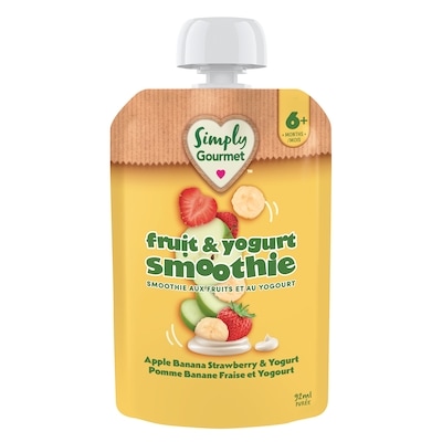 Baby Gourmet Simply Gourmet Apple Banana Strawberry & Yogurt Smoothie 92 ml, $2.71/100ml