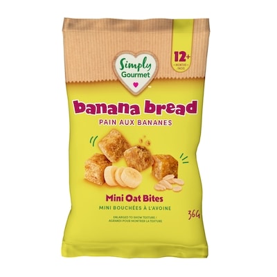 Baby Gourmet Collation pour tout-petits Simply Gourmet mini bouchées à l'avoine pain aux bananes 36 g, 5,56 $/100g