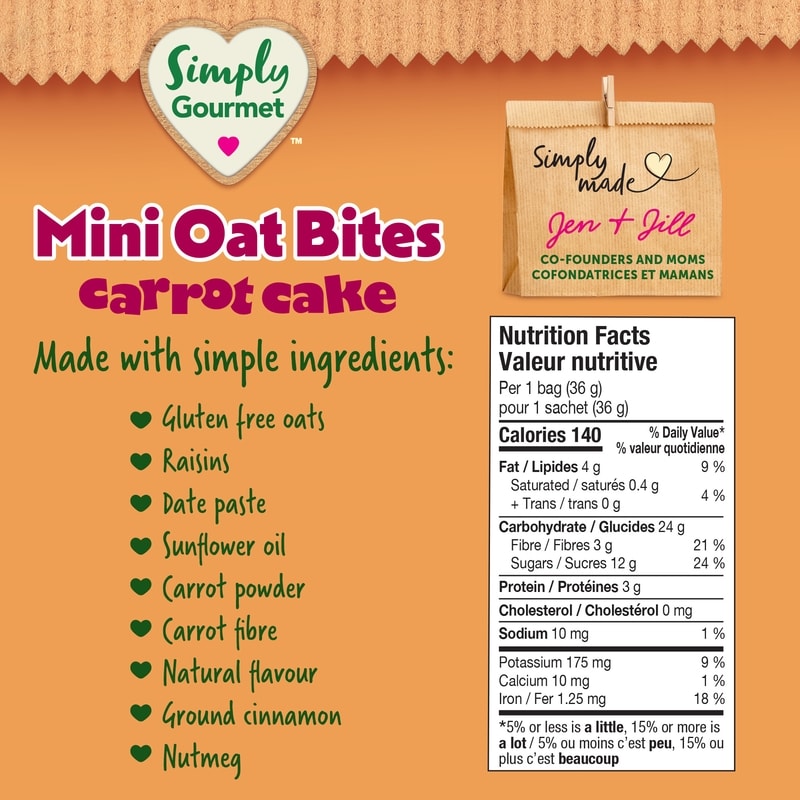 Simply Gourmet Carrot Cake Mini Oat Bites toddler snack