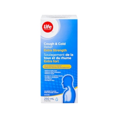 Life Brand Extra Strength Wildberry Flavour Cough and Cold Relief 250 ml, $5.20/100ml