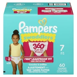 Pampers Swaddlers 360 Pull-On Diapers, Size 7, 60 Count for up to 100% Leakproof Skin Protection and Easy Changes 60 ea, $0.67/1ea