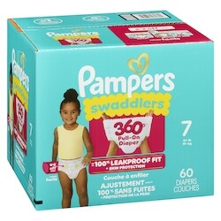 Pampers Swaddlers 360 Pull-On Diapers, Size 7, 60 Count for up to